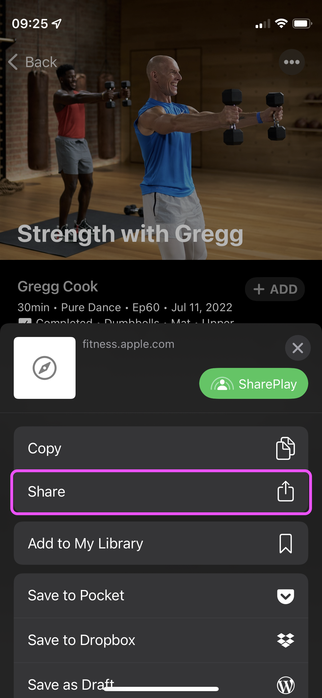 Tap on the Share button