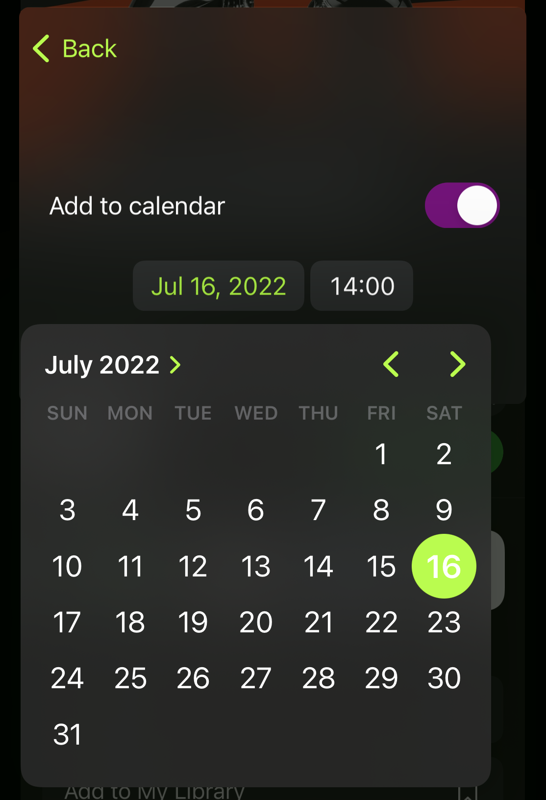Tap on the date and time pickers