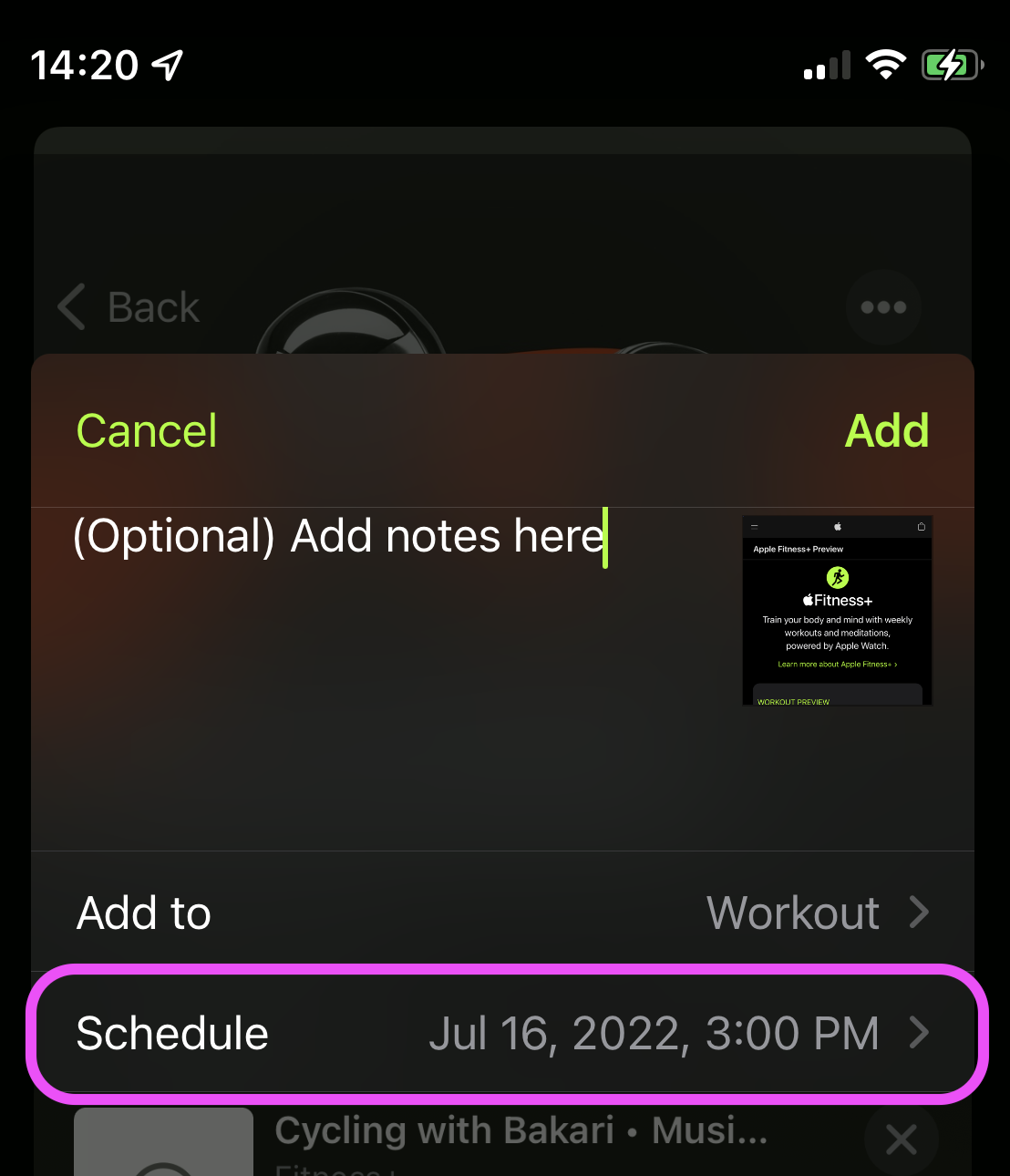 Date and time selected